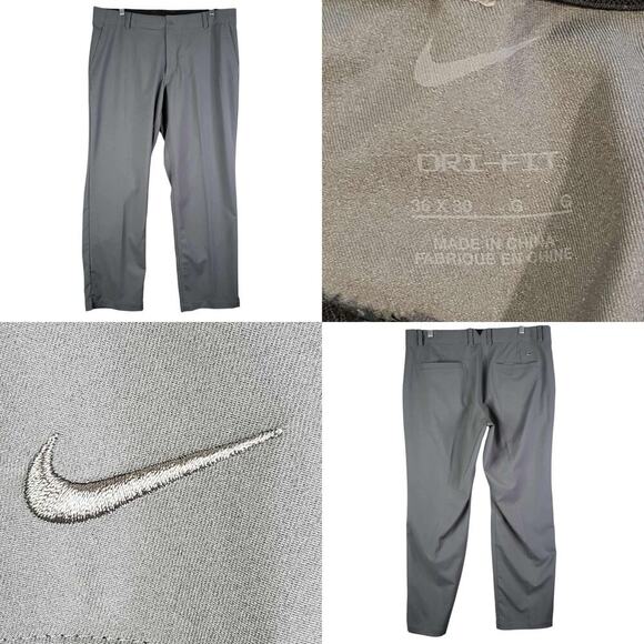 Nike Golf Pants Men’s Size 36X30 Gray Straight Modern Flat Front Performance - Picture 1 of 12